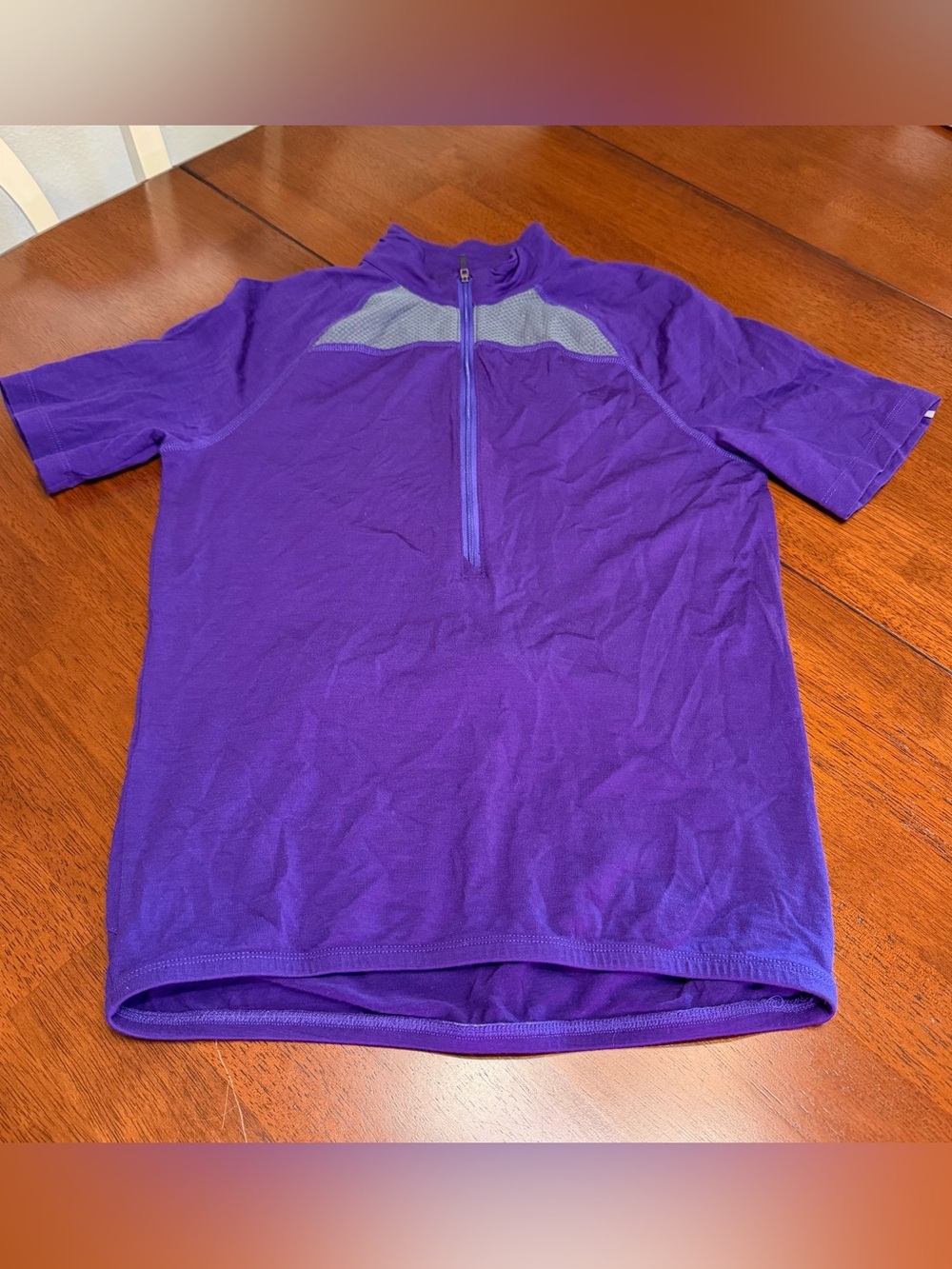 Ibex Wool Cycling Jersey Womens S Purple 1/2 Zip Short Sleeve Knit Bike Outdoor